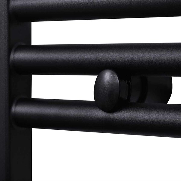 Fekete fürdőszobai íves törölközőtartó központi fűtéssel 500x1160 mm