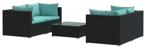 VidaXL Polyrattan Kerti Ülőgarnitúra - 5 részes - Fekete