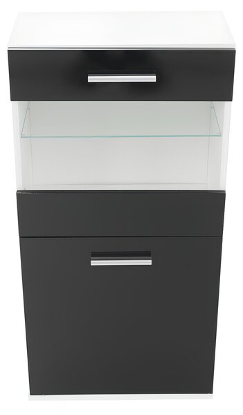 KONDELA Nappali sor LED világítással, fehér/fekete- extra magas fényű HG, LEO