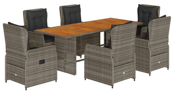 Polyrattan Kerti Étkezőgarnitúra - 7 részes - Szürke