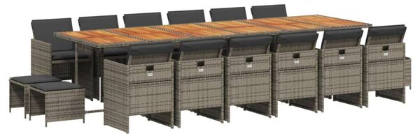 VidaXL Polyrattan Kerti Étkezőgarnitúra - 17 részes - Szürke