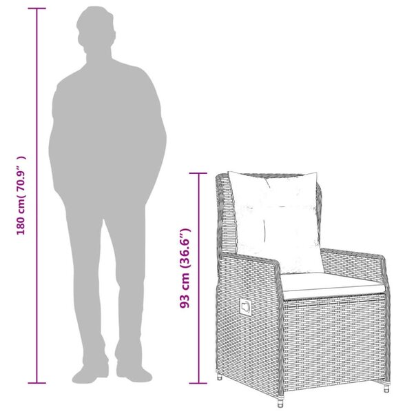 Polyrattan Kerti Étkezőgarnitúra - 7 részes - Szürke