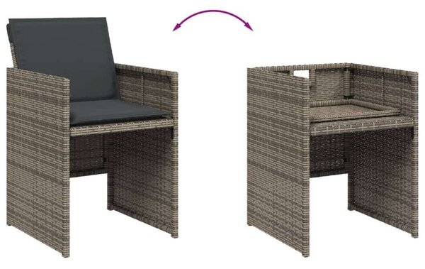 VidaXL Polyrattan Kerti Étkezőgarnitúra - 17 részes - Szürke
