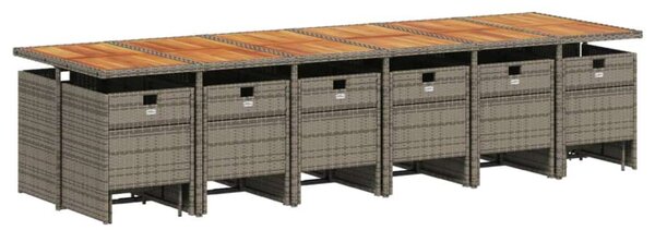 VidaXL Polyrattan Kerti Étkezőgarnitúra - 17 részes - Szürke
