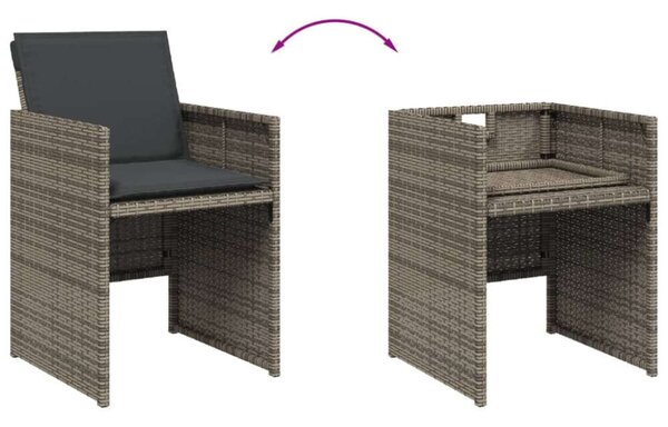 Polyrattan Kerti Étkezőgarnitúra - 9 részes - Szürke