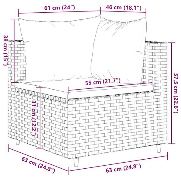 VidaXL Polyrattan Kerti Ülőgarnitúra - 7 részes - Szürke