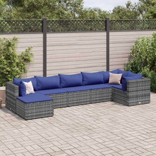 VidaXL Polyrattan Kerti Ülőgarnitúra - 7 részes - Szürke