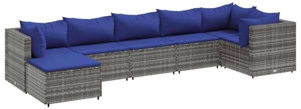 VidaXL Polyrattan Kerti Ülőgarnitúra - 7 részes - Szürke