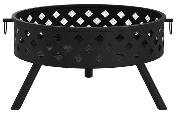 Acél XXL méretű tűztál piszkavassal 58 cm