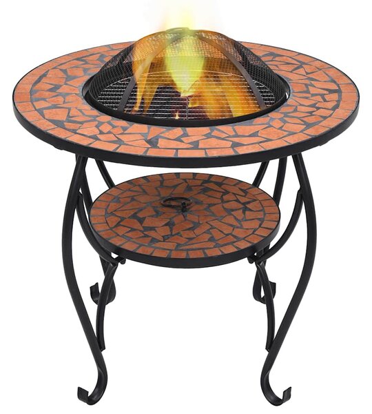 Terrakotta kerámia mozaik tűztál asztallal 68 cm