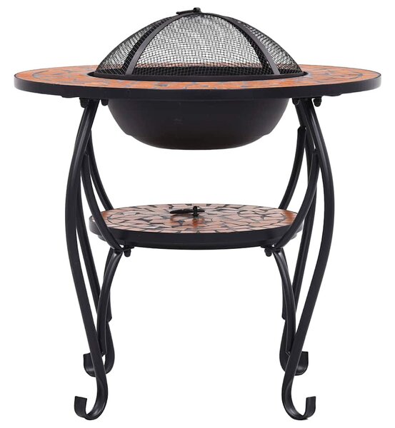Terrakotta kerámia mozaik tűztál asztallal 68 cm