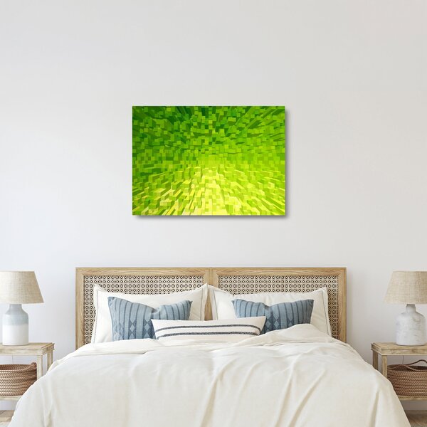 Sárgászöld kockák képe (üvegen) (70x50 cm)