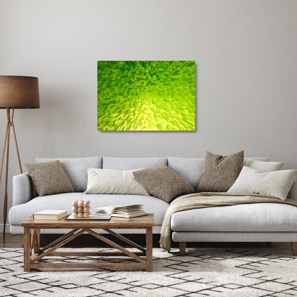 Sárgászöld kockák képe (üvegen) (70x50 cm)