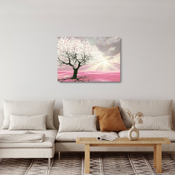 Rózsaszín fa képe (üvegen) (70x50 cm)