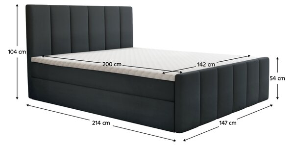 KONDELA Boxspring ágy, 140x200, szürke, STAR
