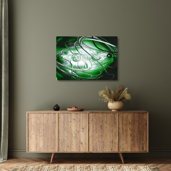 Zöld absztrakt kép (üvegen) (70x50 cm)