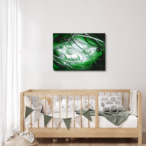 Zöld absztrakt kép (üvegen) (70x50 cm)