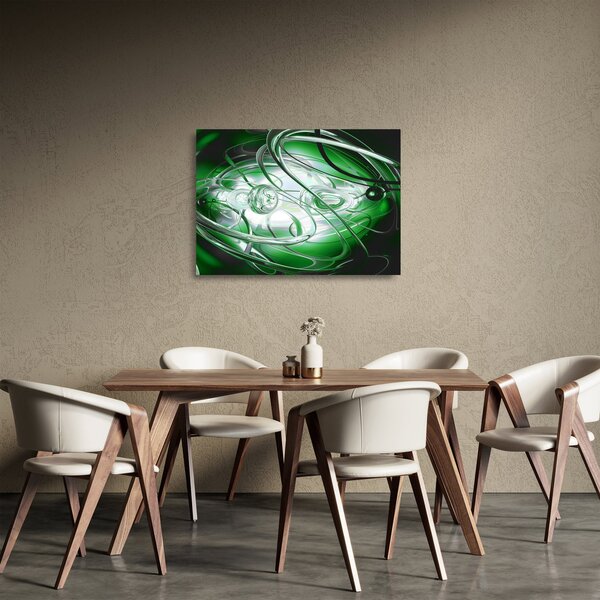 Zöld absztrakt kép (üvegen) (70x50 cm)