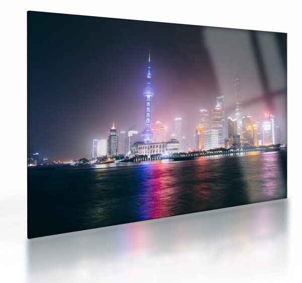 Éjszakai Shanghai képe (üvegen) (70x50 cm)