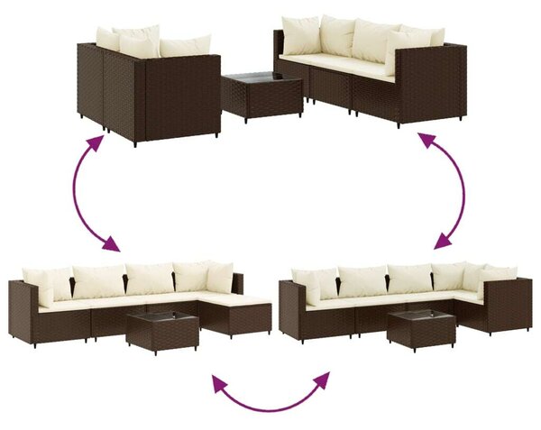 VidaXL Polyrattan Kerti Ülőgarnitúra - 6 részes - Barna