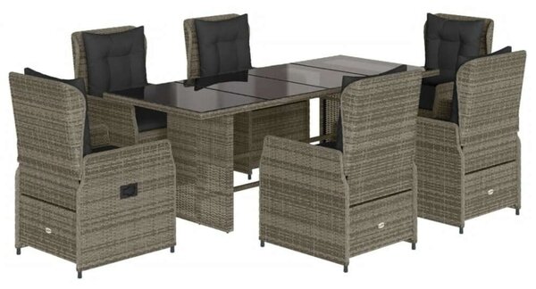 VidaXL Polyrattan Kerti Étkezőgarnitúra - 7 részes - Szürke