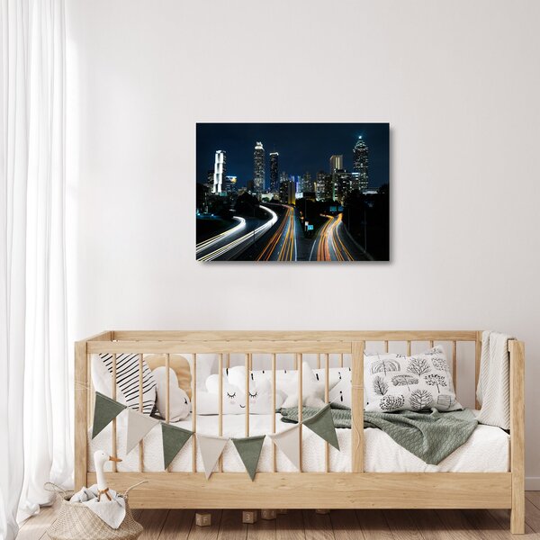 Éjszakai metropolisz képe (üvegen) (70x50 cm)