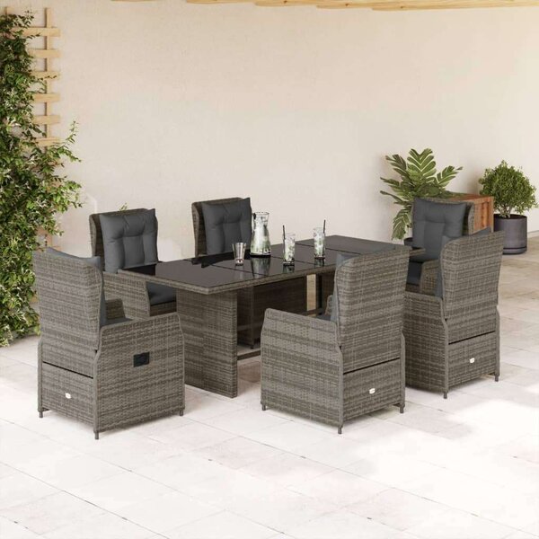 VidaXL Polyrattan Kerti Étkezőgarnitúra - 7 részes - Szürke