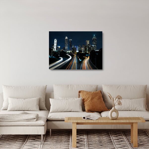 Éjszakai metropolisz képe (üvegen) (70x50 cm)