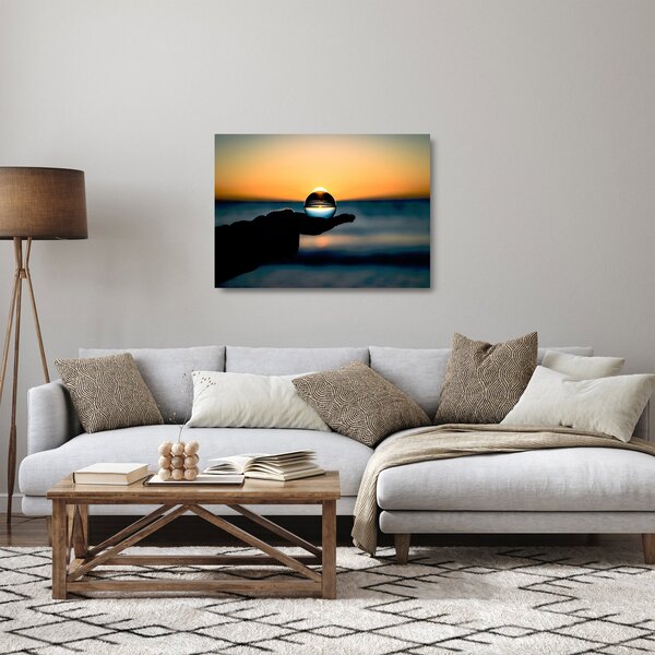 Üveggolyó a tenyérben (üvegen) (70x50 cm)