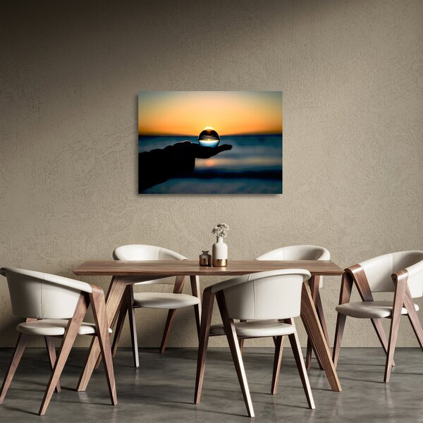 Üveggolyó a tenyérben (üvegen) (70x50 cm)