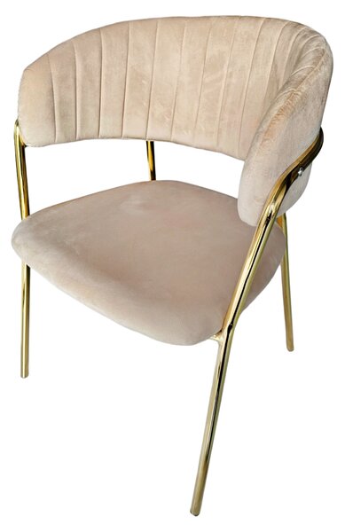 KONDELA Design étkezőszék, bézs Velvet szövet/gold króm arany, DASMIN NEW TYP 1