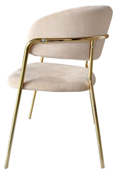 KONDELA Design étkezőszék, bézs Velvet szövet/gold króm arany, DASMIN NEW TYP 1