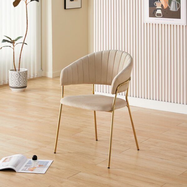 KONDELA Design étkezőszék, bézs Velvet szövet/gold króm arany, DASMIN NEW TYP 1