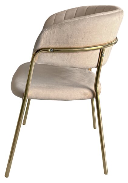 KONDELA Design étkezőszék, bézs Velvet szövet/gold króm arany, DASMIN NEW TYP 1