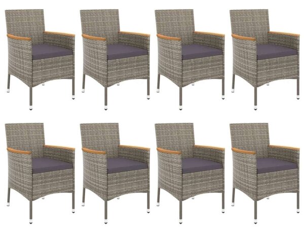 Polyrattan Kerti Étkezőgarnitúra - 9 részes - Szürke