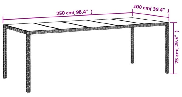 Polyrattan Kerti Étkezőgarnitúra - 9 részes - Szürke