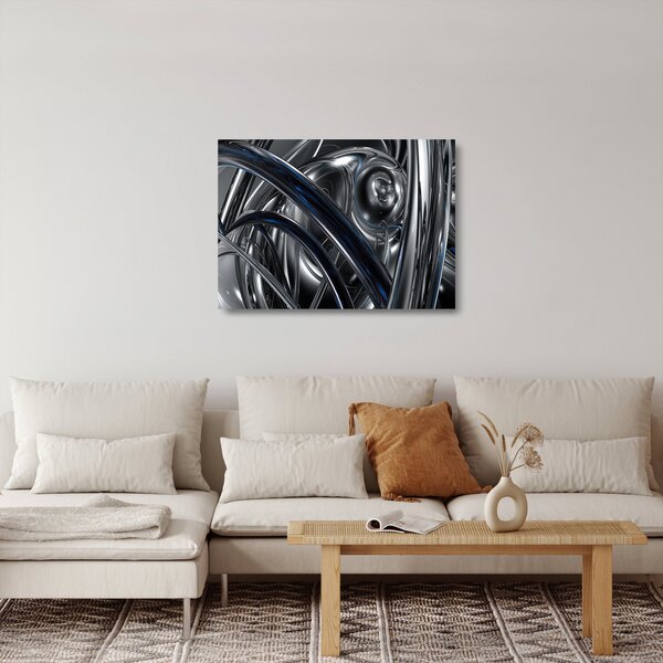 Kék és szürke absztrakció kép (üvegen) (70x50 cm)