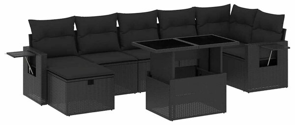 VidaXL Polyrattan Kerti Ülőgarnitúra - 8 részes - Fekete