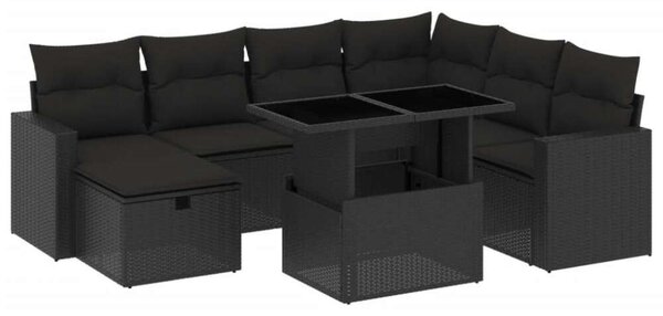 VidaXL Polyrattan Kerti Ülőgarnitúra - 8 részes - Fekete