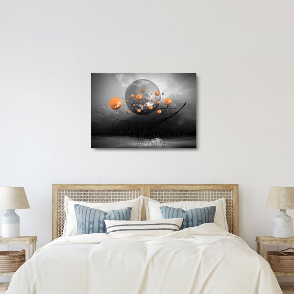 Narancssárga gömbök képe (üvegen) (70x50 cm)