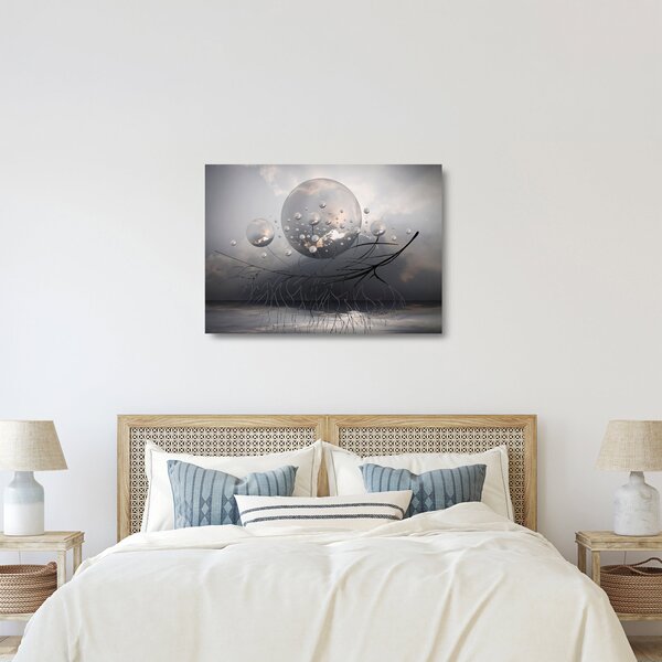 Absztrakt gömbök képe (üvegen) (70x50 cm)