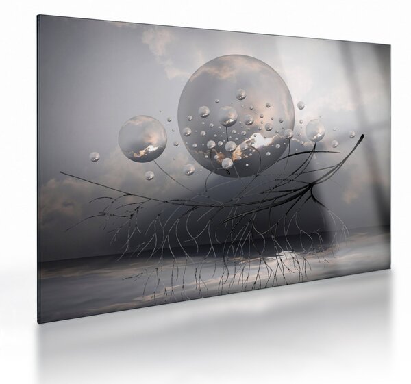 Absztrakt gömbök képe (üvegen) (70x50 cm)