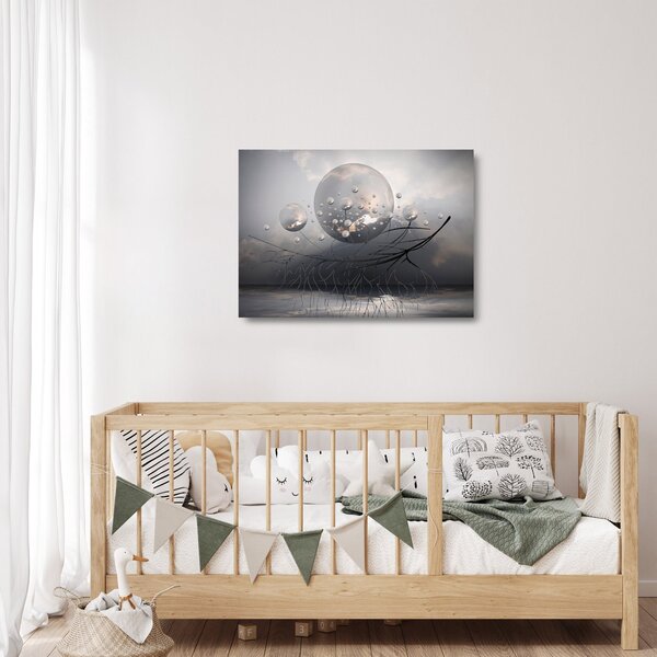 Absztrakt gömbök képe (üvegen) (70x50 cm)