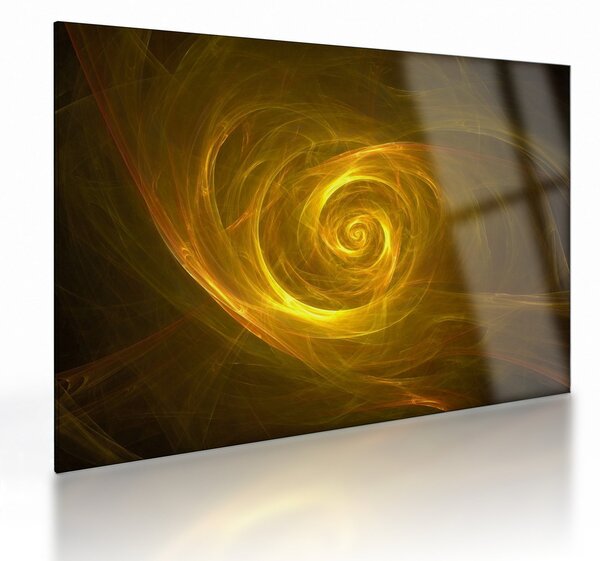 Absztrakt sárga spirál képe (üvegen) (70x50 cm)