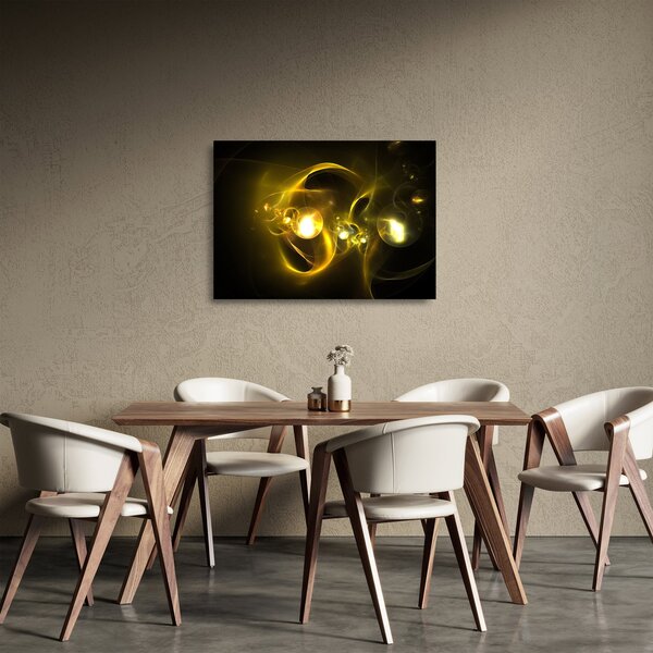 Absztrakt kép sárga gömbök (üvegen) (70x50 cm)