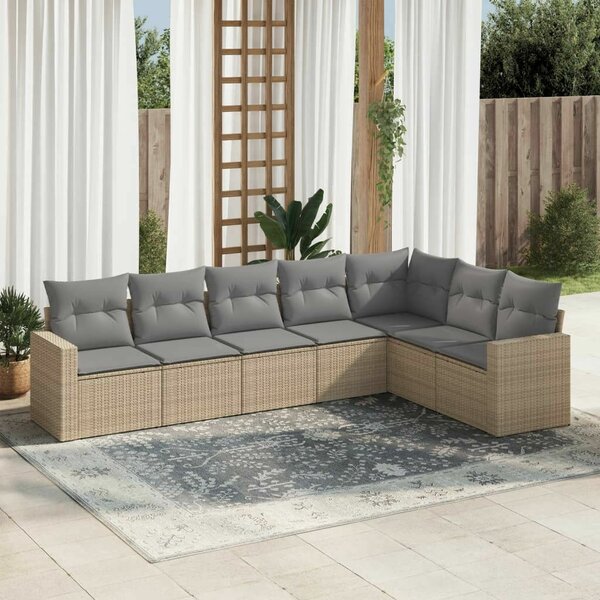 VidaXL Polyrattan Kerti Ülőgarnitúra - 7 részes - Bézs