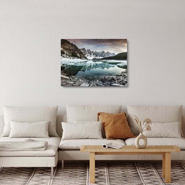 Kép - tó télen (üvegen) (70x50 cm)
