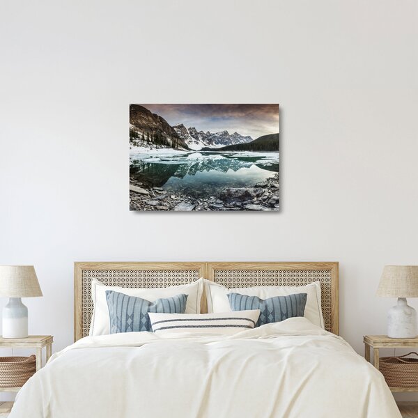 Kép - tó télen (üvegen) (70x50 cm)