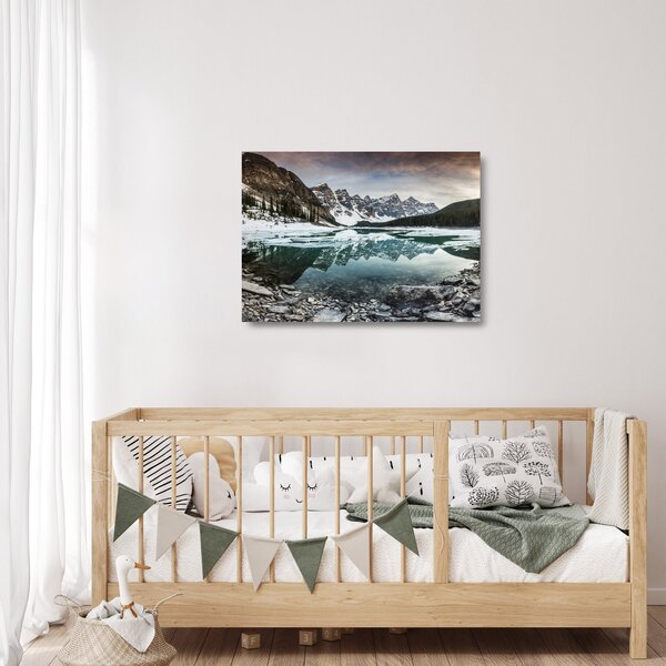 Kép - tó télen (üvegen) (70x50 cm)