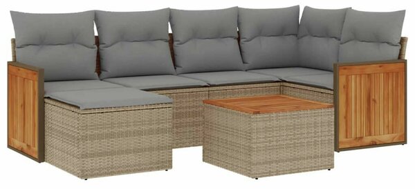 VidaXL Polyrattan Kerti Ülőgarnitúra - 7 részes - Bézs